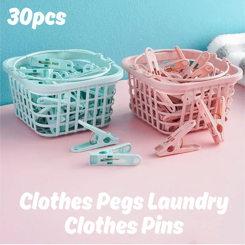 Strong plastic clothes pegs - plastic,