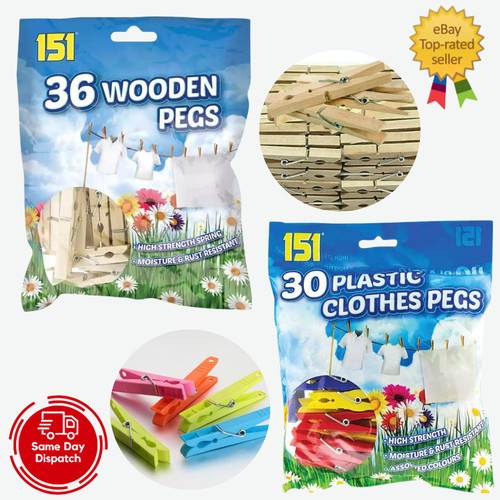 Wooden plastic clothes pegs - wooden,