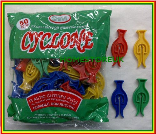 Cyclone plastic clothes pegs - plastic,