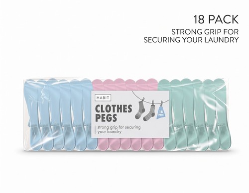 18pcs strong grip clothes pegs - strong,