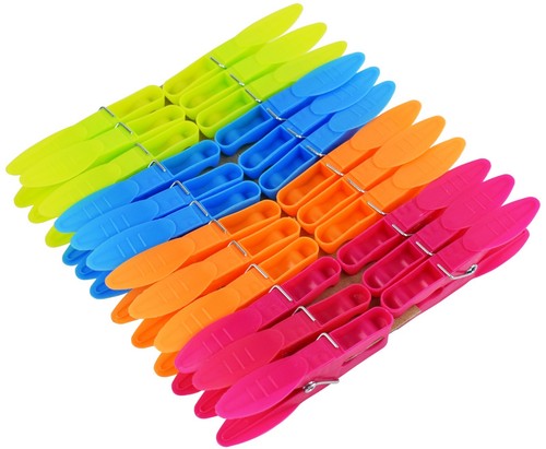 Strong plastic clothes pegs - plastic,